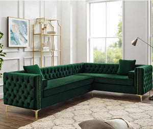 Adorn Homez Carmel L shape Sofa (6 Seater) - in Premium Suede Velvet Fabric