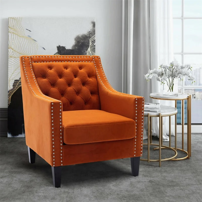 Adorn Homez Carlos Accent Chair in Premium Velvet Fabric