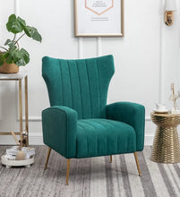Load image into Gallery viewer, Adorn Homez Lucas Wing Chair in Premium Velvet Fabric