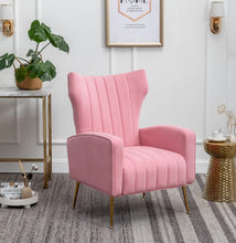 Load image into Gallery viewer, Adorn Homez Lucas Wing Chair in Premium Velvet Fabric