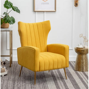 Adorn Homez Lucas Wing Chair in Premium Velvet Fabric