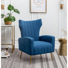 Load image into Gallery viewer, Adorn Homez Lucas Wing Chair in Premium Velvet Fabric