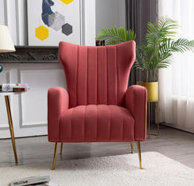 Load image into Gallery viewer, Adorn Homez Lucas Wing Chair in Premium Velvet Fabric
