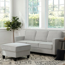 Load image into Gallery viewer, Adorn Homez Riga 3 Seater Sofa + Ottoman in Linen Fabric