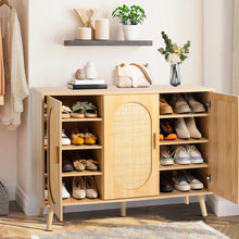 Load image into Gallery viewer, Adorn Homez  Console Shoe rack with Rattan/cane mesh .
