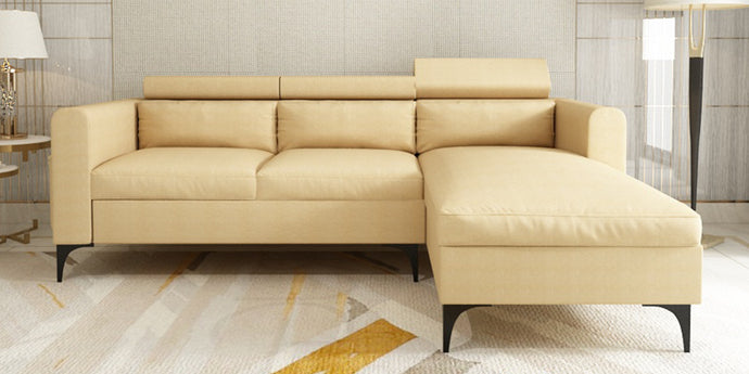 Adorn Homez - Gemini 4 Seater Sectional Sofa In Premium Molfino Fabric with Adjustable Headrest.