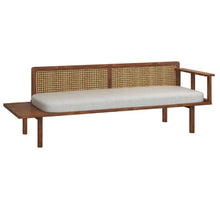 Load image into Gallery viewer, Adorn Homez Grace Solid Teak Wood Lounder In Fabric With Rattan/Cane
