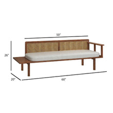 Load image into Gallery viewer, Adorn Homez Grace Solid Teak Wood Lounder In Fabric With Rattan/Cane
