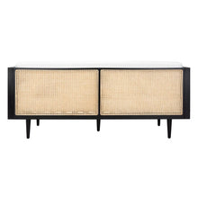 Load image into Gallery viewer, Adorn Homez Agustín 3 Seater Sofa in Premium Velvet Fabric With Rattan Cane Mesh

