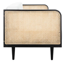 Load image into Gallery viewer, Adorn Homez Agustín 3 Seater Sofa in Premium Velvet Fabric With Rattan Cane Mesh
