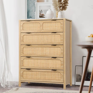 Adorn Home Cambrey  Chest of  Drawer with Rattan Cane Work