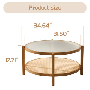 Adorn Home Solid Wood Kingston Center Table with Rattan/Cane Mesh