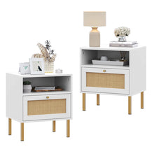 Load image into Gallery viewer, Adorn Homez Zuru Bed Side Table with Rattan/Cane Mesh
