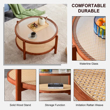 Load image into Gallery viewer, Adorn Home Solid Wood Kingston Center Table with Rattan/Cane Mesh
