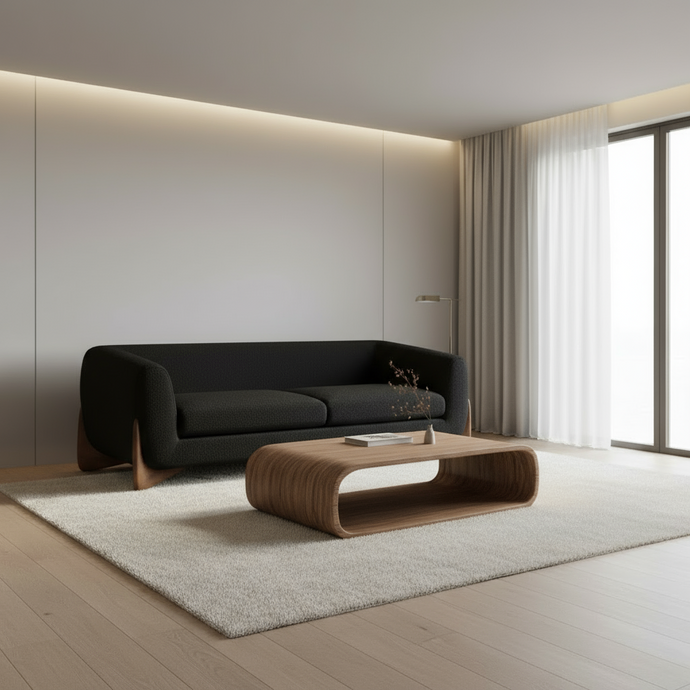 Adorn Homez Lyam Premium Curve Sofa in Boucle Fabric