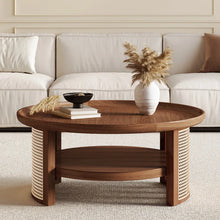 Load image into Gallery viewer, Adorn Home Solid Wood Orwell Round Coffee table wtih Rattan/Cane Mesh
