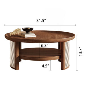 Adorn Home Solid Wood Orwell Round Coffee table wtih Rattan/Cane Mesh