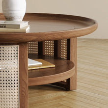 Load image into Gallery viewer, Adorn Home Solid Wood Orwell Round Coffee table wtih Rattan/Cane Mesh
