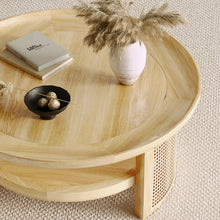 Load image into Gallery viewer, Adorn Home Solid Wood Orwell Round Coffee table wtih Rattan/Cane Mesh
