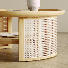 Load image into Gallery viewer, Adorn Home Solid Wood Orwell Round Coffee table wtih Rattan/Cane Mesh
