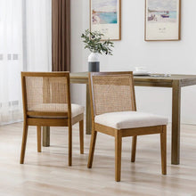 Load image into Gallery viewer, Adorn Homez Lotus Teakwood Dinning Chair with Rattan/cane Mesh
