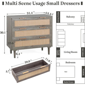 Adorn Home Carrock Chest of Drawer with Rattan/Cane mesh