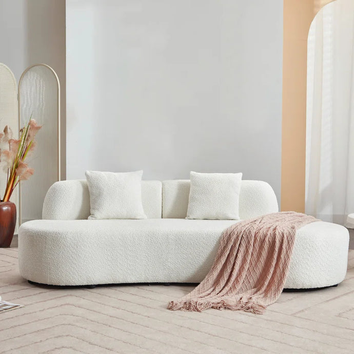 Adorn Homez Polon 3 Seater Curve Sofa in Premium Boucle Fabric