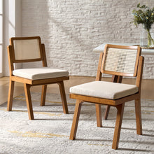 Load image into Gallery viewer, Adorn Homez Bronte Teak wood Dinning Chair with Ratan/Cane Mesh
