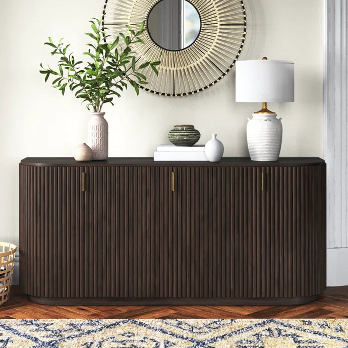 Adorn Homez Huxley 4 Doors Console Cabinet in Solid Wood