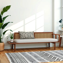 Load image into Gallery viewer, Adorn Homez Grace Solid Teak Wood Lounder In Fabric With Rattan/Cane
