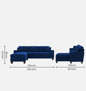 Adorn Homez Riley L shape Sofa (4 Seater) in Velvet Fabric