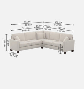 Adorn Homez Riley L Shape Corner Sofa 5 Seater in Velvet Fabric