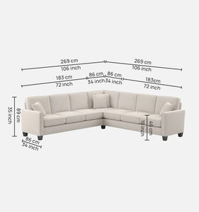 Adorn Homez Riley L shape Corner Sofa 7 Seater in Velvet Fabric