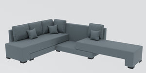 Adorn Homez Imperial L Shape Sofa Cum Bed LHS - Velvet  - With Cushions