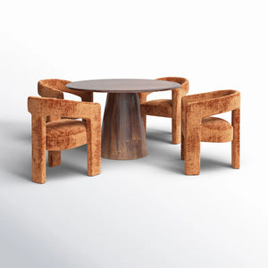 Adorn Home Corny 4 Seater Round Solid Teakwood Dinning Set