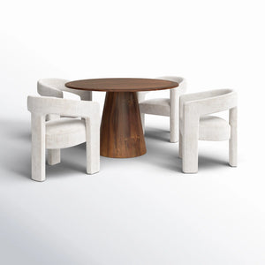 Adorn Home Corny 4 Seater Round Solid Teakwood Dinning Set