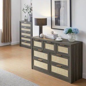 Adorn Home Ana Chest of Drawer with Rattan/Cane Mesh