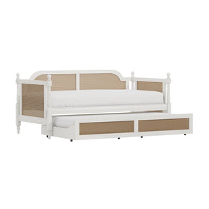 Adorn Homez Tribe Trundle Wooden Bed with Rattan/Cane Mesh