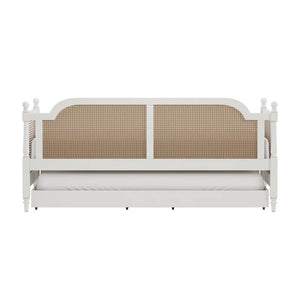 Adorn Homez Tribe Trundle Wooden Bed with Rattan/Cane Mesh