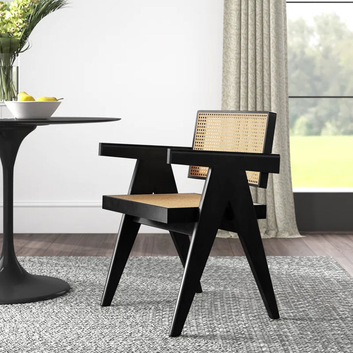 Adorn Homez Dazzle Teakwood Dinning Chair with Ratan/Cane Mesh