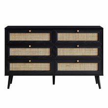 Load image into Gallery viewer, Adorn Homez Boho Rattan Mesh Chest of 6 Drawers
