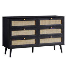 Load image into Gallery viewer, Adorn Homez Boho Rattan Mesh Chest of 6 Drawers
