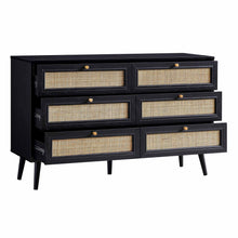 Load image into Gallery viewer, Adorn Homez Boho Rattan Mesh Chest of 6 Drawers
