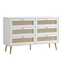 Load image into Gallery viewer, Adorn Homez Boho Rattan Mesh Chest of 6 Drawers
