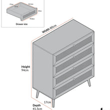 Load image into Gallery viewer, Adorn Homez Avalon  Rattan Mesh Chest of  Drawers,
