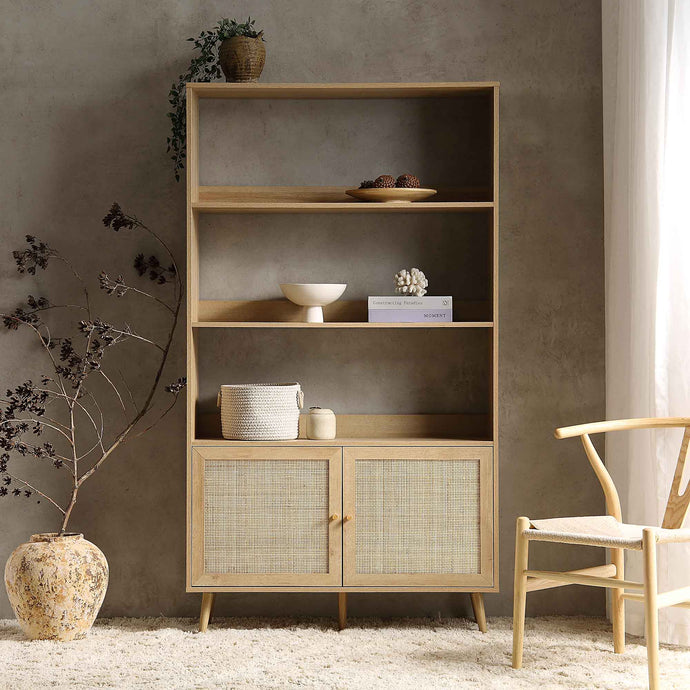 Adorn Home Canny Woven Rattan Mesh Bookcase