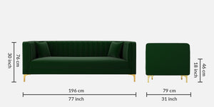 Adorn Homez Jack  3 Seater Sofa in Premium Velvet Fabric