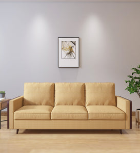 Adorn Homez Nork Rattan/Cane Wooden Sofa in Fabric