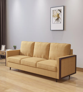 Adorn Homez Nork Rattan/Cane Wooden Sofa in Fabric