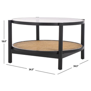 Adorn Home Solid Wood Diego Coffee Table with Rattan/Cane Mesh